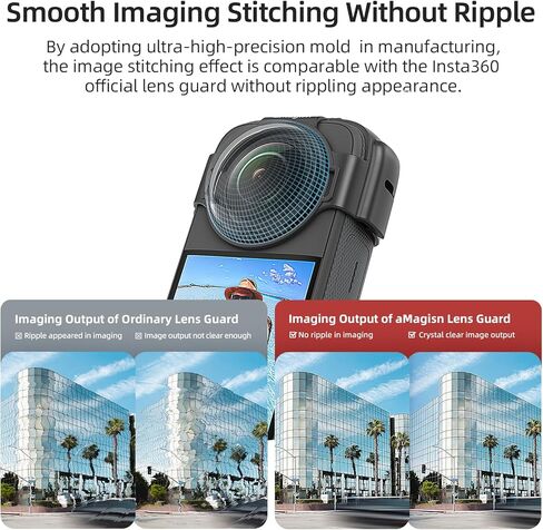 Amagisn Insta 360 X3 Glass Late Guard Lens Guard Cover Cover Cover Cover Cover Positical Glass Lens Assories لكاميرا X3 Action مع غطاء العدسة وحالة السيليكون in Kuwait