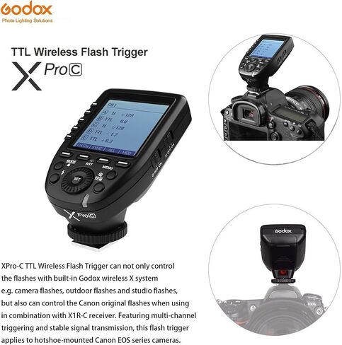 Godox Ad600 Pro II Ad600Pro II Flash Strobe Outdoor Flash ، 2.4G TTL Studio Flash HSS 1/8000S ، 40W Light Bi-Color Model Light ، بطارية ليثيوم ، مع Godox XPRO-C TTL Wireless Flash Trigger لكاميرا Canon Camera in Saudi Arabia
