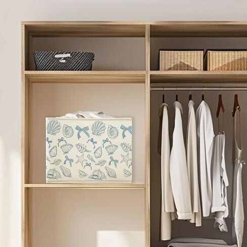 Coquette Blue Bow Ocean Storage Bin Bin مع مقابض للأطفال ، القوس ، القوس الساحلي القابل للطي ، صندوق سلة للبنات للبنات غرفة نوم غرفة نوم ، ألعاب الملابس in Kuwait
