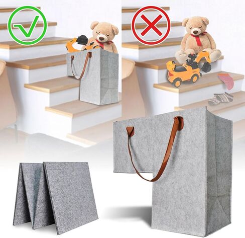 (2 عبوة) سلة سلة الدرج -سلة تخزين خطوة على شكل حرف L مع 2 أجهزة كمبيوتر يدعمون إدراج ومقبض جلدية بو ، للسلالم المغطاة بالسجاد والخشب ، مناسبة للألعاب والملابس والكتب وأجهزة الكمبيوتر (أسود) in Kuwait