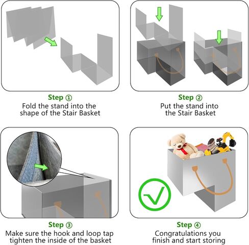 (2 عبوة) سلة سلة الدرج -سلة تخزين خطوة على شكل حرف L مع 2 أجهزة كمبيوتر يدعمون إدراج ومقبض جلدية بو ، للسلالم المغطاة بالسجاد والخشب ، مناسبة للألعاب والملابس والكتب وأجهزة الكمبيوتر (أسود) in Kuwait