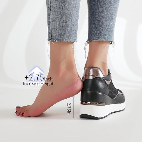 Wedge Sneakers for Women Lightweight Platform Casual Glitter Mesh Walking Shoes Non-Slip Women Fashion Sneakers in Saudi Arabia