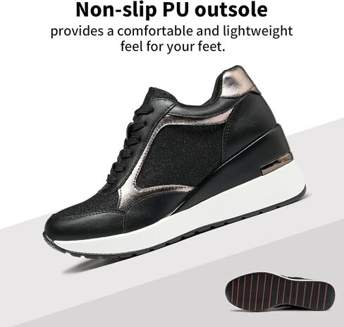 Wedge Sneakers for Women Lightweight Platform Casual Glitter Mesh Walking Shoes Non-Slip Women Fashion Sneakers in Saudi Arabia