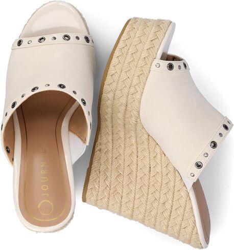 Journee Collection Womens Yari Espadrille Wedge Platform Sandals Slip On Open Round Toe Grommet Detail Summer Shoes in Saudi Arabia