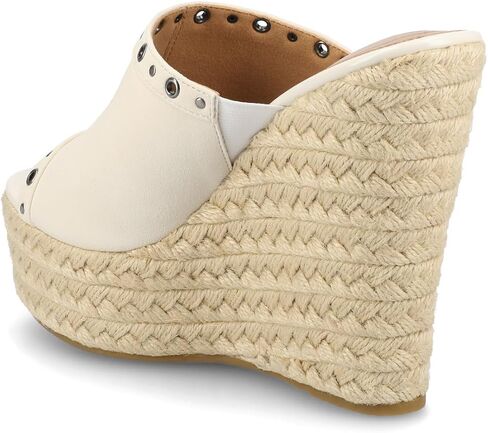 Journee Collection Womens Yari Espadrille Wedge Platform Sandals Slip On Open Round Toe Grommet Detail Summer Shoes in Saudi Arabia