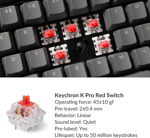 Keychron K10 Full Size Layout RGB Backlit Hot-Swappable Mechanical Gaming Keyboard for Mac Windows, Multitasking 104-Key Bluetooth Wireless/USB Wired Computer Keyboard with Keychron Super Red Switch in Kuwait
