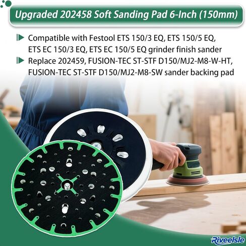 تمت ترقيته 202460 6 بوصة (150 مم) من لوحة الصنفرة الصلبة المتوافقة مع ETS Festool 150/3 Eq ، ETS 150/5 EQ ، ETS EC 150/3 EQ ، ETS EC 150/5 EQ Finish Sander ، 17/48-HOLE SANDING PAD in Kuwait
