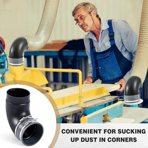 Kingdder 2 Pcs 4" 90 Degree Elbow Dust Hose Collection Fittings Include Connect Elbow and Metal Hose Clamps Rubber Flex Cuff Coupler for Woodworking Dust Collection Fittings Collector Accessories in Saudi Arabia