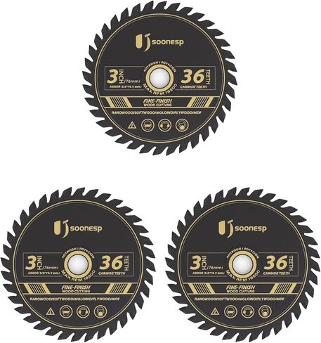 3 Inch 36T Carbide Circular Saw Blades, 3/8-inch Arbor, Cutting Off Tool Plastic Wood. Compatible with Bosch, Ridgid, Ryobi, Milwaukee, DeWalt, Worx (3-Pack) in Saudi Arabia