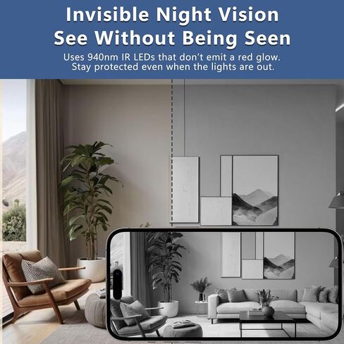 Mini Hidden Camera 1080P WiFi Spy Cam – Portable Wireless Nanny Cam with Night Vision, Motion Detection, APP Remote View, Loop Recording, Supports 128GB SD, Indoor Home Security, White in Saudi Arabia