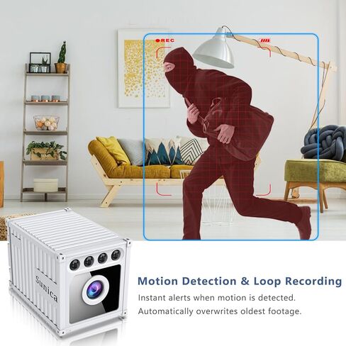 Mini Hidden Camera 1080P WiFi Spy Cam – Portable Wireless Nanny Cam with Night Vision, Motion Detection, APP Remote View, Loop Recording, Supports 128GB SD, Indoor Home Security, White in Saudi Arabia
