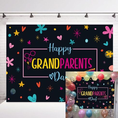Inrui Happy Grandparents Day Photography Background Best Grandpa and Grandma Holiday Decorations School Event Advent in Saudi Arabia