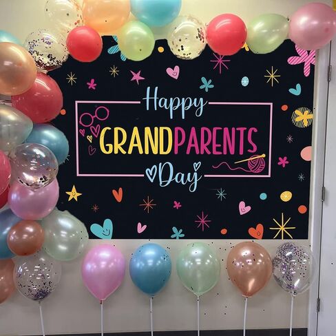 Inrui Happy Grandparents Day Photography Background Best Grandpa and Grandma Holiday Decorations School Event Advent in Saudi Arabia