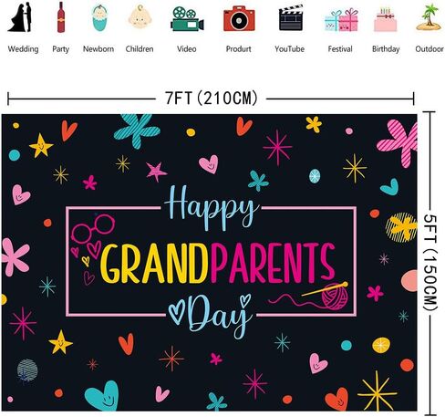Inrui Happy Grandparents Day Photography Background Best Grandpa and Grandma Holiday Decorations School Event Advent in Saudi Arabia