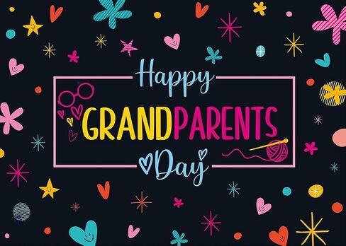 Inrui Happy Grandparents Day Photography Background Best Grandpa and Grandma Holiday Decorations School Event Advent in Saudi Arabia