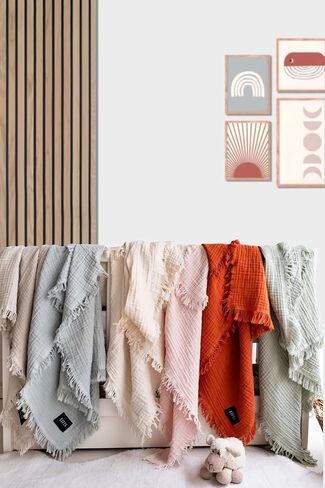 Muslin Swaddle Blankets - 4 Pack, 100% Organic Turkish Cotton Baby Blankets, Soft & Breathable Newborn Swaddles, Baby Wrap for Boys & Girls, Ideal for Sensitive Skin (4 Pcs, 40x40 Inch) in Saudi Arabia