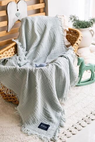 Muslin Swaddle Blankets - 4 Pack, 100% Organic Turkish Cotton Baby Blankets, Soft & Breathable Newborn Swaddles, Baby Wrap for Boys & Girls, Ideal for Sensitive Skin (4 Pcs, 40x40 Inch) in Saudi Arabia