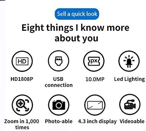 G1000 المجهر الرقمي المحمول 4.3 "مجهريات فيديو HD الإلكترونية 1-1000X HD 8MP Borescope Macherive Camera Mobile Minwosp in Saudi Arabia