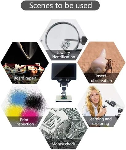 G1200 المجهر الرقمي 12 ميجابكسل 7 بوصة شاشة ملونة كبيرة كبيرة شاشة LCD قاعدة كبيرة 1-1200x تضخيم مستمر in Saudi Arabia
