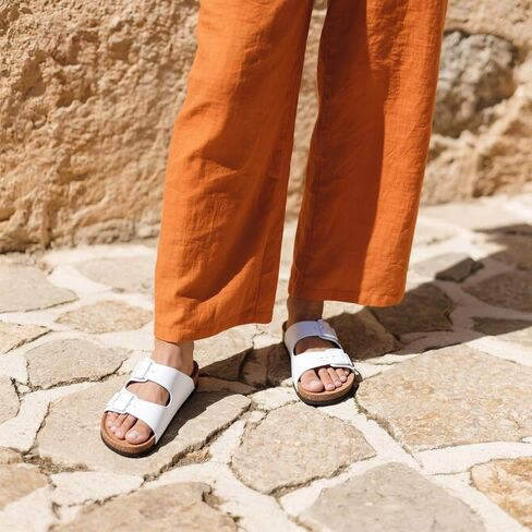 mazeskin Women's Genuine Leather Orthopedic Slide Sandals with Arch Support, Double Strap Summer Shoes with Adjustable Buckle and Comfortable Orthotic Footbed in Kuwait