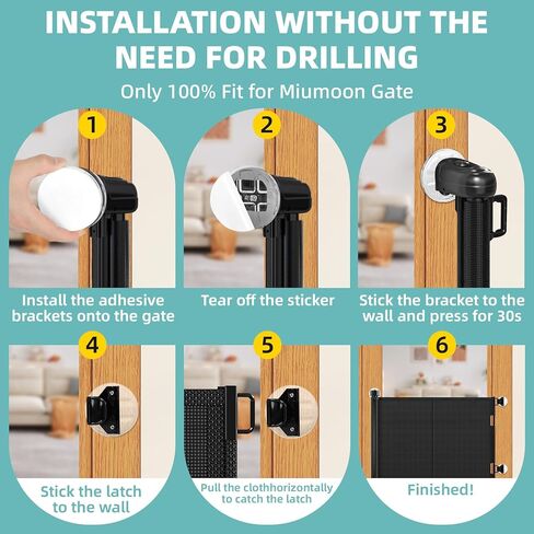No Drill Retractable Baby Gates Parts, Large Size No Drilling Accessory for 120" 150" and 200" Miumoon Retractable Gate (Gray, Large) in Kuwait