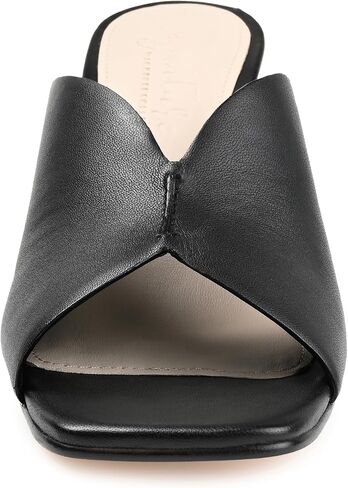 Journee Collection Signature Womens Genuine Leather Karah V Toe Band Sandal Round Ribbed Block Heel Padded Square Toe Slip On in Saudi Arabia