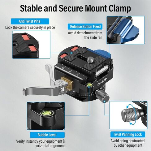 Sirui SVM-145P مونوبود ألياف الكربون السريعة مع مجموعة قاعدة المشبك QC-55P ، 57 بوصة monopod مع أقدام دواسة ، تعديل ارتفاع خطوة واحدة ， Modular 3 في 1 in Saudi Arabia