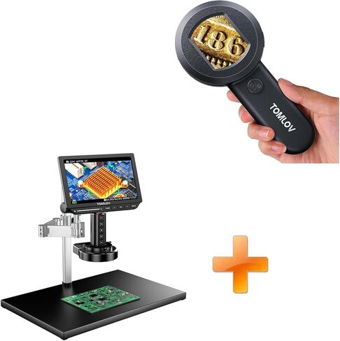 TOMLOV P10 Microscope for Adults Kids, Handheld Coin Magnifier with Light for Error Coins, Collector Portable 100X Jewelers Loupe+TM4K-AF Max in Saudi Arabia