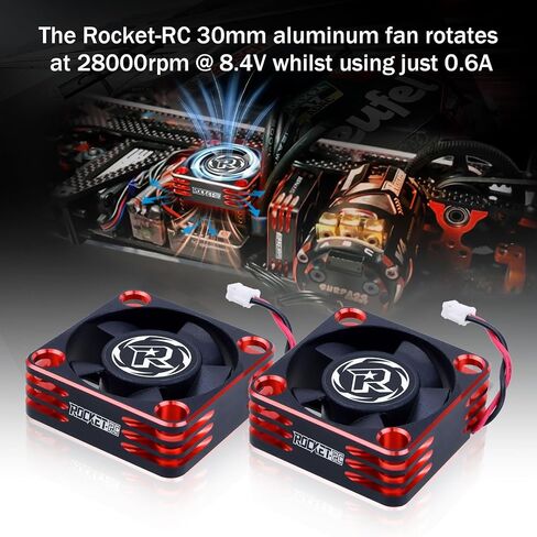 Surpass Hobby 30mm RC Fan 28000RPM RC Cooling Fan Heat Dissipation ESC Cooling Fan for 1/8 1/10 1/12 RC Car Turbo Esc A3 (Silver Black) in Kuwait