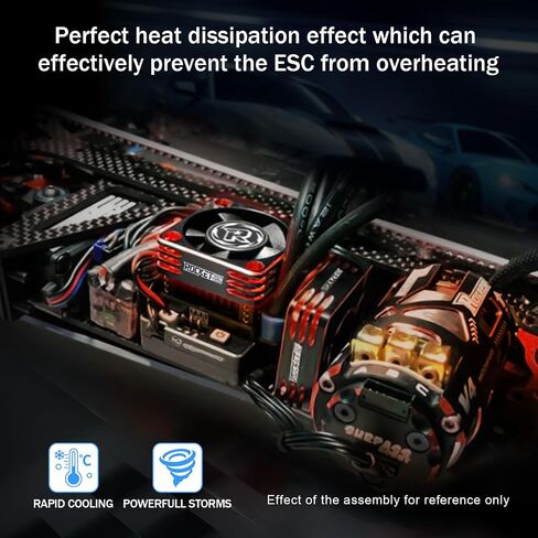 Surpass Hobby 30mm RC Fan 28000RPM RC Cooling Fan Heat Dissipation ESC Cooling Fan for 1/8 1/10 1/12 RC Car Turbo Esc A3 (Silver Black) in Kuwait