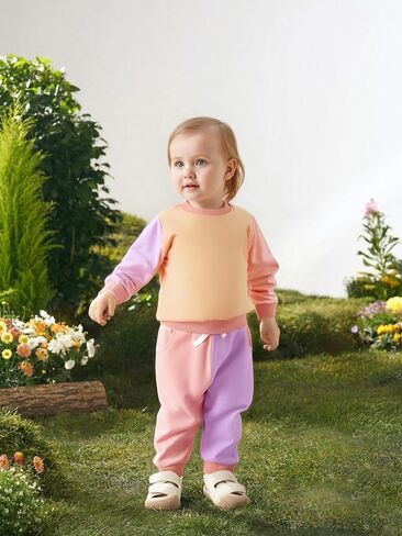 Toddler Baby Girl Clothes Long Sleeve Crewneck Sweatshirt with Pants Spring Fall Winter Outfits in Kuwait