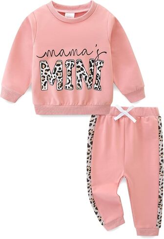 Toddler Baby Girl Clothes Long Sleeve Crewneck Sweatshirt with Pants Spring Fall Winter Outfits in Saudi Arabia