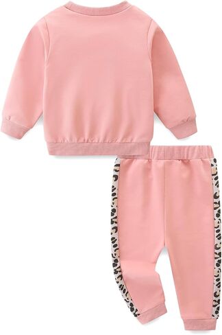 Toddler Baby Girl Clothes Long Sleeve Crewneck Sweatshirt with Pants Spring Fall Winter Outfits in Saudi Arabia