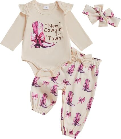 Hello World I'm New Here Newborn Girl Clothes Long Sleeve Onesie Floral Pants Set Cute Baby Coming Home Outfits in Saudi Arabia