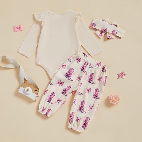 Hello World I'm New Here Newborn Girl Clothes Long Sleeve Onesie Floral Pants Set Cute Baby Coming Home Outfits in Saudi Arabia