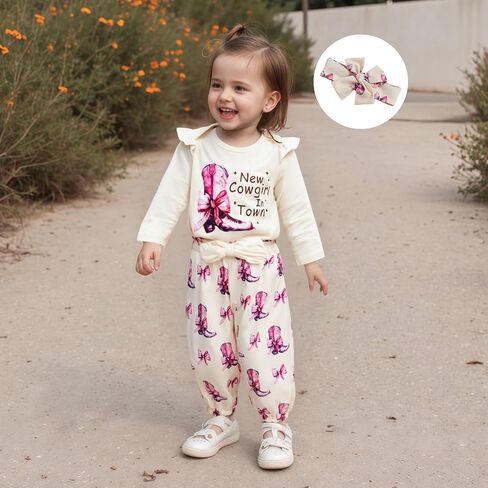 Hello World I'm New Here Newborn Girl Clothes Long Sleeve Onesie Floral Pants Set Cute Baby Coming Home Outfits in Saudi Arabia