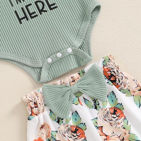Hello World I'm New Here Newborn Girl Clothes Long Sleeve Onesie Floral Pants Set Cute Baby Coming Home Outfits in Saudi Arabia