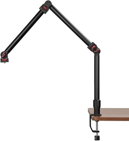 REFLEX CAMERA 37" Overhead 3-Section Flex Cantilever Articulating Boom Arm with Desk/Tube C Clamp and Universal Phone Mount 1/4" 3/8" & 5/8" Screw Mount for DSLR Camera, Microphone, Light & Webcam in Saudi Arabia