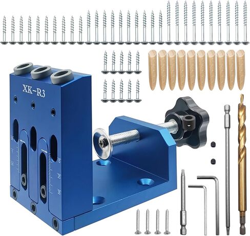 مجموعة Jig Jig مجموعة قابلة للتعديل مع ثلاثة أدلة حفر لمدة 15 درجة زاوية حفر أدوات نظام الجيب الكفاءة أدوات نظام الجيب الكفاءة للنجارين ، النجايا ، وموظفي النجارة (الأزرق) in Kuwait
