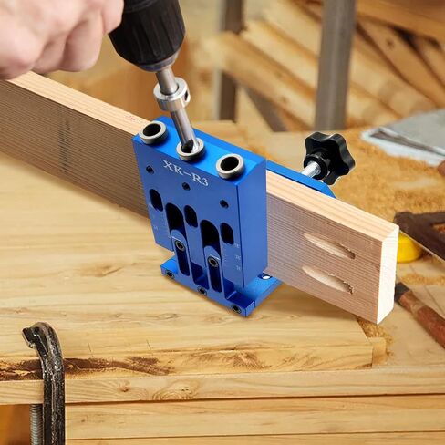 مجموعة Jig Jig مجموعة قابلة للتعديل مع ثلاثة أدلة حفر لمدة 15 درجة زاوية حفر أدوات نظام الجيب الكفاءة أدوات نظام الجيب الكفاءة للنجارين ، النجايا ، وموظفي النجارة (الأزرق) in Kuwait