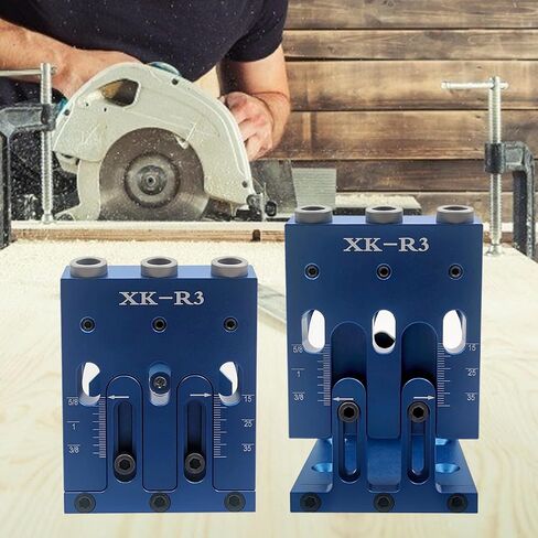 مجموعة Jig Jig مجموعة قابلة للتعديل مع ثلاثة أدلة حفر لمدة 15 درجة زاوية حفر أدوات نظام الجيب الكفاءة أدوات نظام الجيب الكفاءة للنجارين ، النجايا ، وموظفي النجارة (الأزرق) in Kuwait
