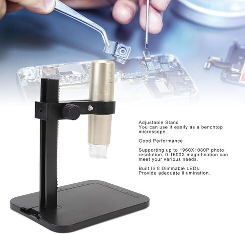 المجهر الرقمي المحمول المحمول المحمولة 0-1600x USB Digital Digital Microscope مع 8 مصابيح LED وموقف قابل للتعديل للكمبيوتر الشخصي in Kuwait