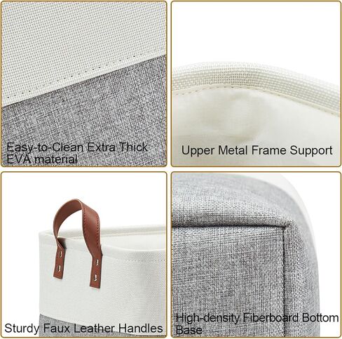 سلة تخزين الأقمشة DECOMOMO صناديق تخزين خزانة كبيرة للألعاب الحضانة والغسيل (Beige & White ، XXL - 3 Pack) in Kuwait