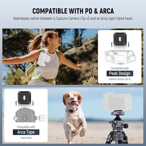 NEEWER LITETRIP LT07 61" Aluminum Travel Tripod Stand for Camera with Pan Tilt Low Profile Ball Head, Arca QR Plate Compatible with Peak Design Tripod Plate V3, Dual Center Axis, Max Load 22lb in Saudi Arabia