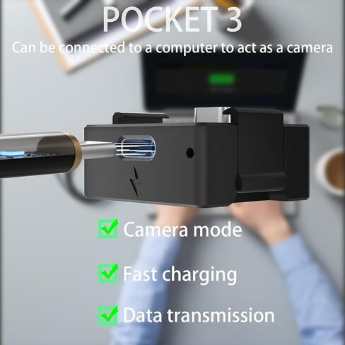 Quick Release Mini Tripod Kit for DJI Osmo Pocket 3, Type-C Full-Function Port Charging Adapter Base for Pocket 3 Accessories with 1/4 Screw Hole for Tripods in Saudi Arabia