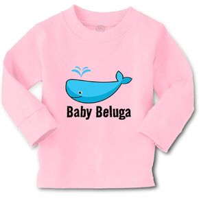 أطفال طويل الأكمام T Shirt Baby Beluga Blue1 Whale Ocean Sea Life Cotton Boy & Girl Cloths Funny Graphic Tee Soft Pink Design فقط 4T in Kuwait