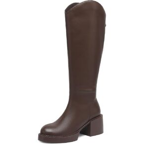 TEAIEUI Knee High Boots for Women | Comfort Platform | Chunky Block Heeled | Riding | Tall | Long | Side Zipper | Round Toe in Saudi Arabia