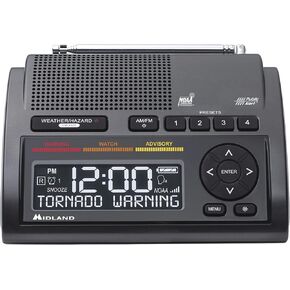 ميدلاند - راديو تنبيه الطقس في حالات الطوارئ من نوا WR120B/WR120EZ - S.A.M.E. برمجة محلية، شاشة ثلاثية اللغات، أكثر من 60 تنبيهات للطوارئ، وساعة منبه (WR120B - تغليف صندوقي) in Kuwait