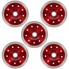 inmozata 5pcs شفرات المنشار الماس 4-1/2 بوصة-عجلة قطع بلاط رقيقة للغاية لبلاط الخزف والسيراميك والرخام والجرانيت-شفرة الماس لزاوية (أحمر) in Kuwait