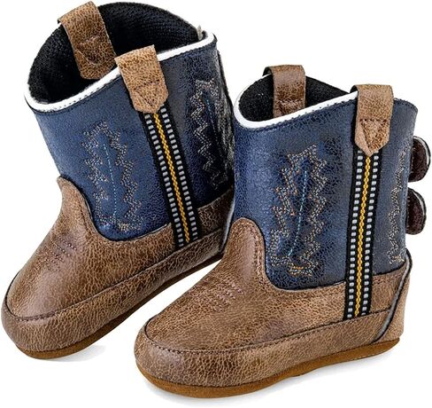 Boots Old West Kids Boots للجنسين-بيب بيبتس أحذية جلدية مع إغلاق الفيلكرو in Saudi Arabia